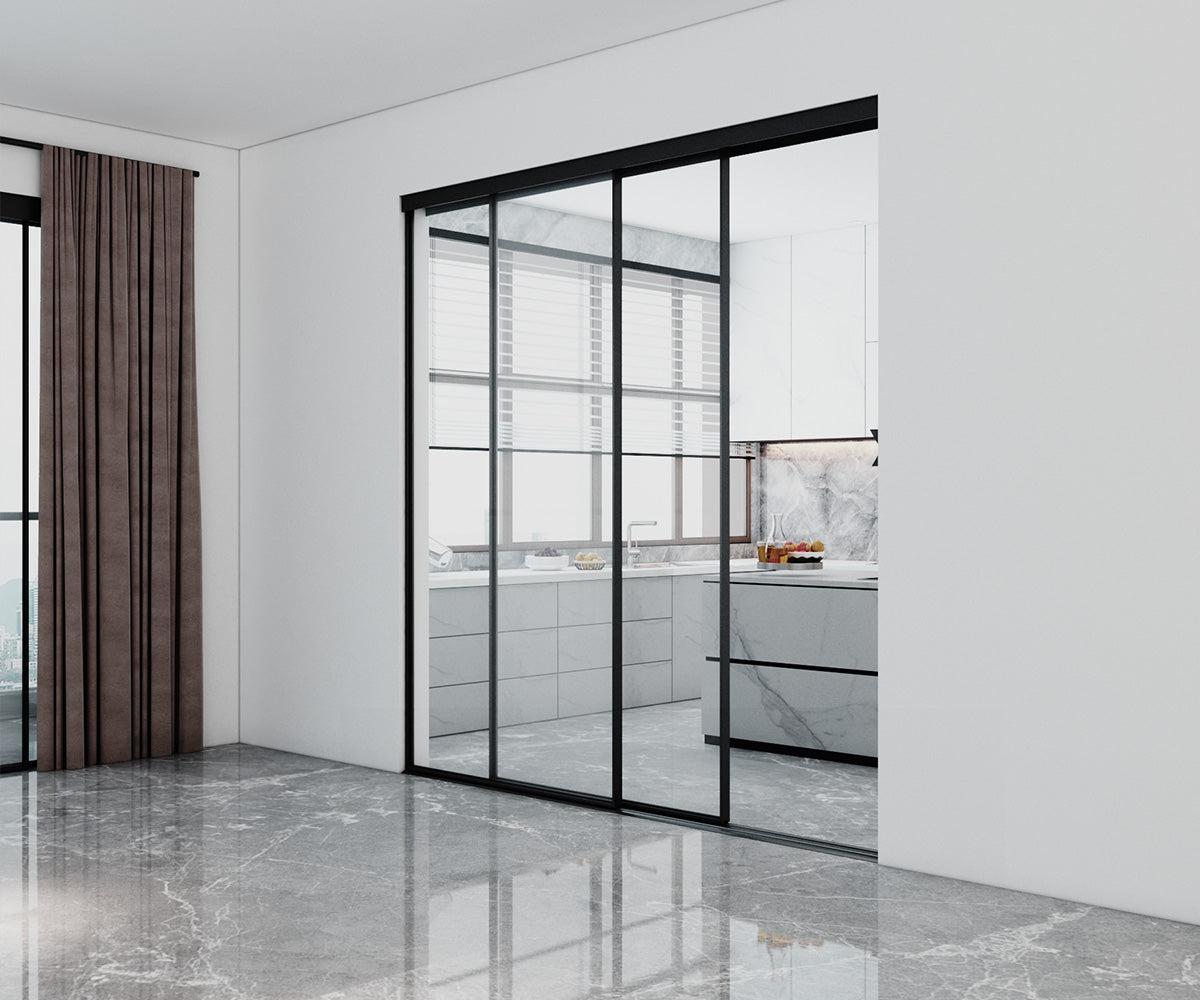 地轨错开门-铝单玻